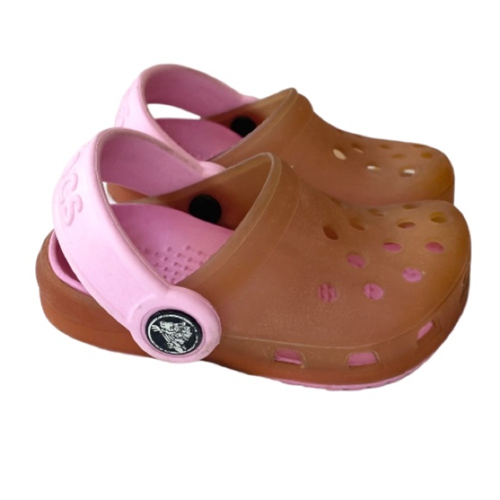 CROCS Toddler Classic Clog in Girls Translucent Gummy Pink Slip On Mule